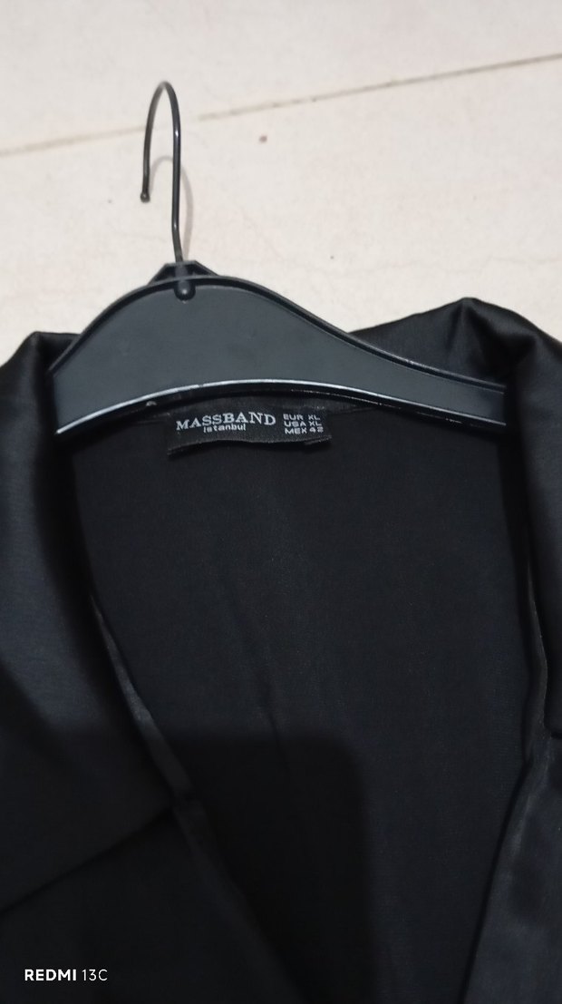 Siyah Midi Gömlek Elbise - Görsel 4