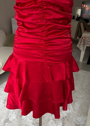 Kırmızı Fırfırlı Abiye Elbise - Görsel 6