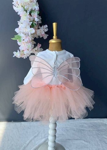 6 Ay Beden pembe Renk Pembe Uzun Kollu Kız Bebek Elbise Takımı