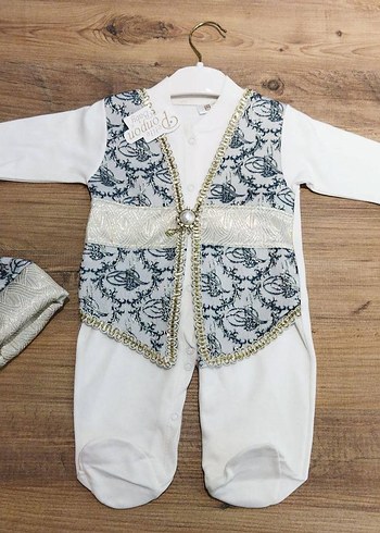 Bohem Gri Nakışlı Dantel Detaylı Bebek Tulum