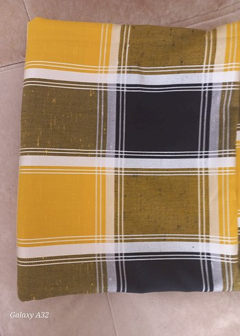 Sarı Ekoseli kumaş - Görsel 4