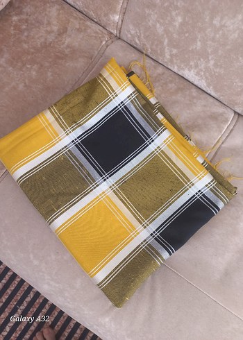 Sarı Ekoseli kumaş - Görsel 3