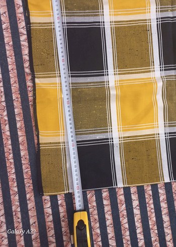 Sarı Ekoseli kumaş - Görsel 7