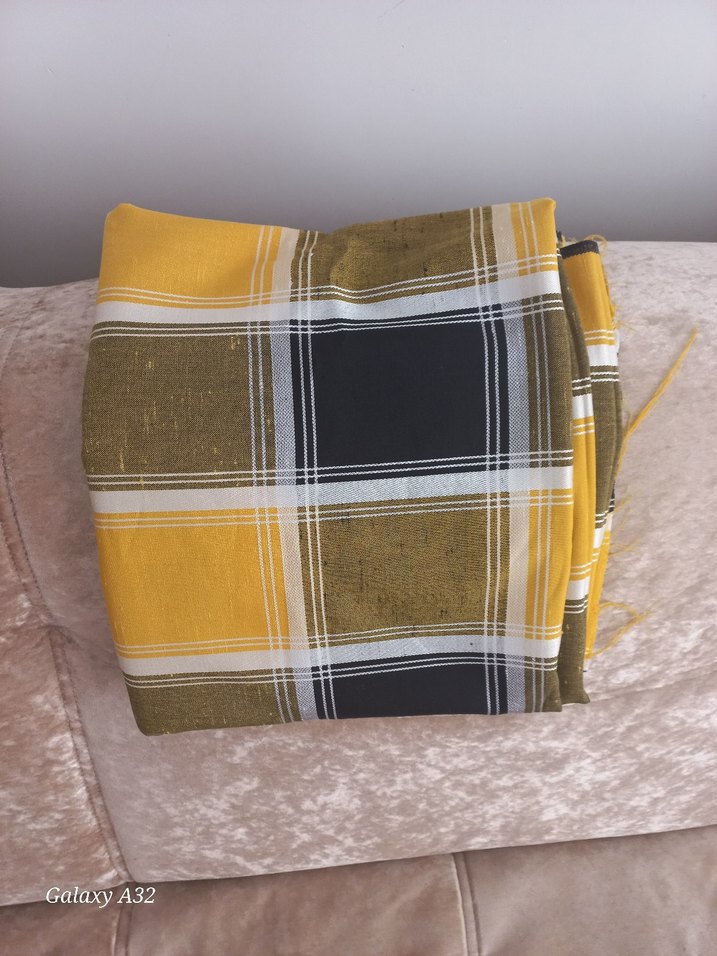 Sarı Ekoseli kumaş - Görsel 5