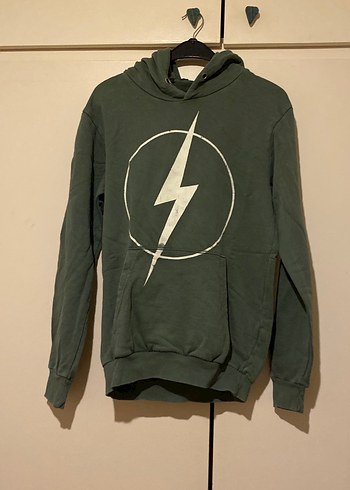 Gri Baskılı Erkek Kapüşonlu Sweatshirt
