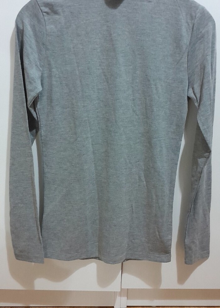 Gri boğazlı triko penye kazak - Görsel 4