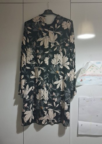 Uzun Kollu V Yaka Bohem Kadın Elbise - Görsel 6