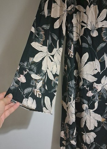 Uzun Kollu V Yaka Bohem Kadın Elbise - Görsel 4