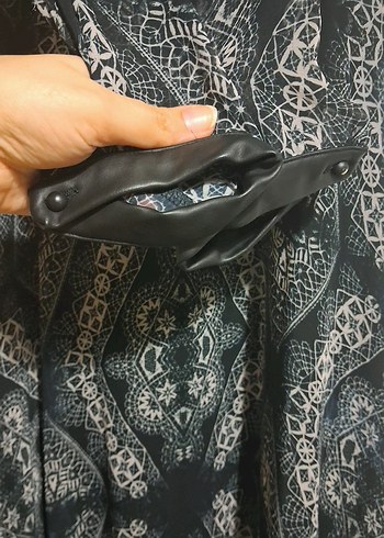 Bohem Uzun Siyah Desenli Elbise - Görsel 5