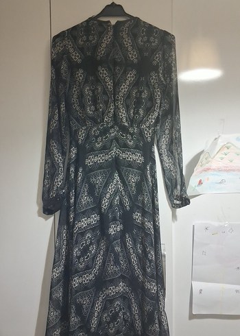 Bohem Uzun Siyah Desenli Elbise - Görsel 6