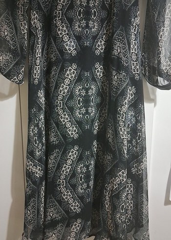 Bohem Uzun Siyah Desenli Elbise - Görsel 3