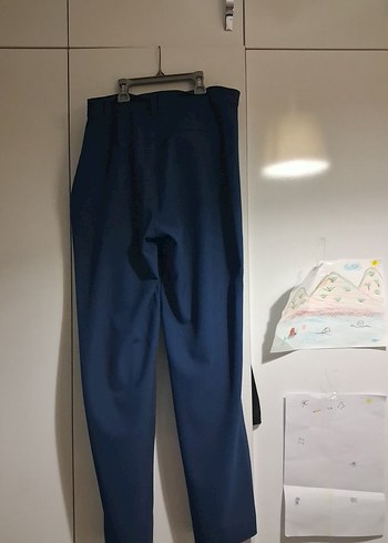 Lacivert V Yakalı Denim Kadın pantolon ve yelek takım - Görsel 5