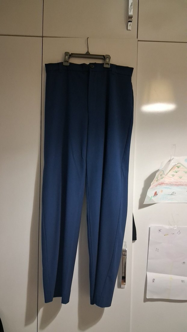 Lacivert V Yakalı Denim Kadın pantolon ve yelek takım - Görsel 2