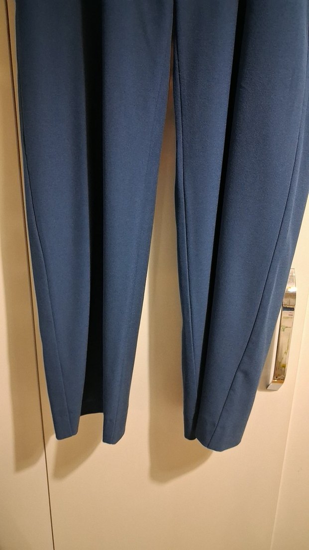 Lacivert V Yakalı Denim Kadın pantolon ve yelek takım - Görsel 4