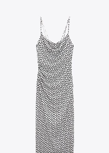 Zara ZARA Pembe Drapeli Midi Elbise