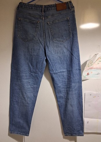 Gri Mavi Kadın Denim Bol Kesim Pantolon - Görsel 4