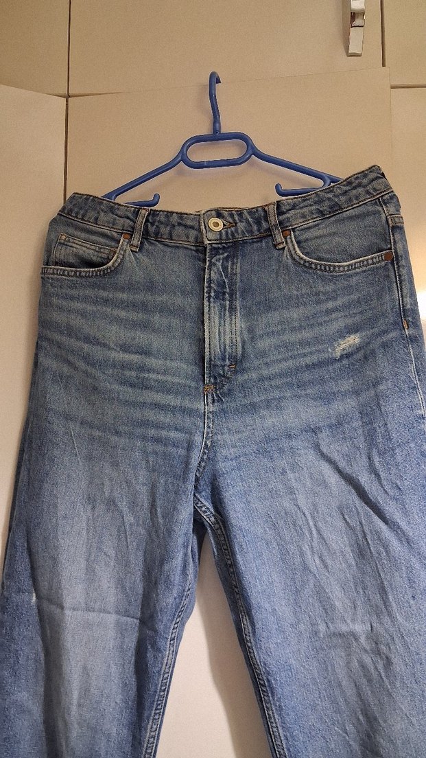 Gri Mavi Kadın Denim Bol Kesim Pantolon - Görsel 2