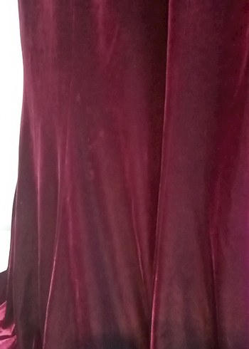 VİOL Mor Kadife Uzun Elbise - Görsel 3