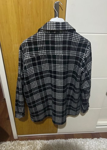 Düğmeli Gri Ekose Kadın Gömlek - Görsel 2