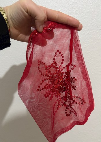 Kırmızı yeşil Dantel örtü kına seti - Görsel 3