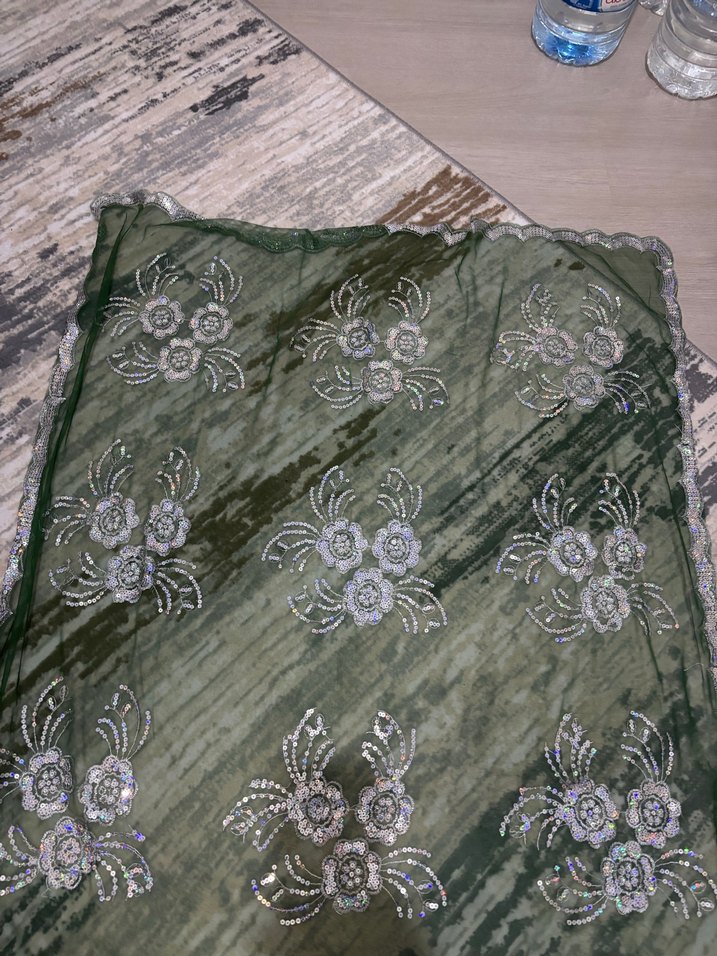 Kırmızı yeşil  Dantel örtü kına seti - Görsel 2