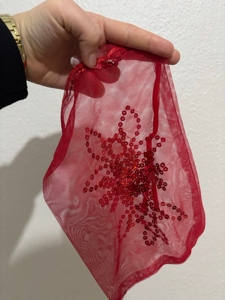 Kırmızı yeşil  Dantel örtü kına seti - Görsel 3