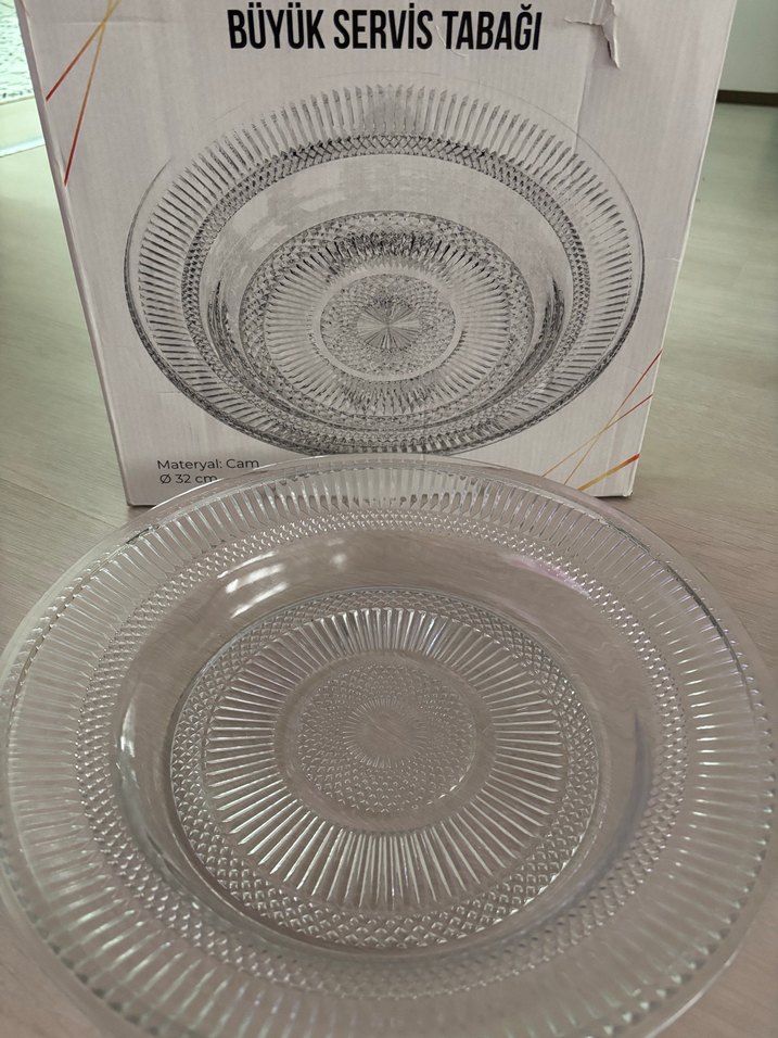 32cm Büyük Cam Servis Tabağı - Clasin Love - Görsel 4