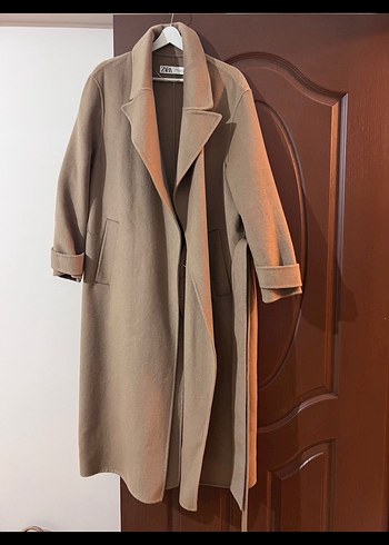 xs Beden Kuşaklı Camel Rengi Uzun Kaban