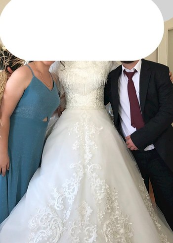 A Kesim tesettür Beyaz Gelinlik