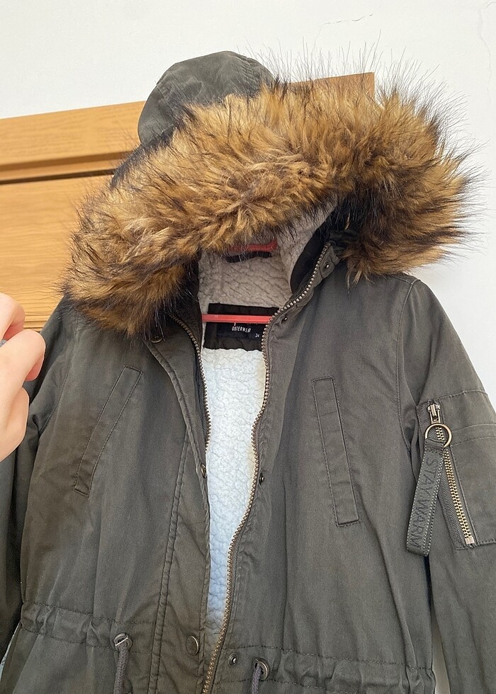 Haki kadın mont - Görsel 4