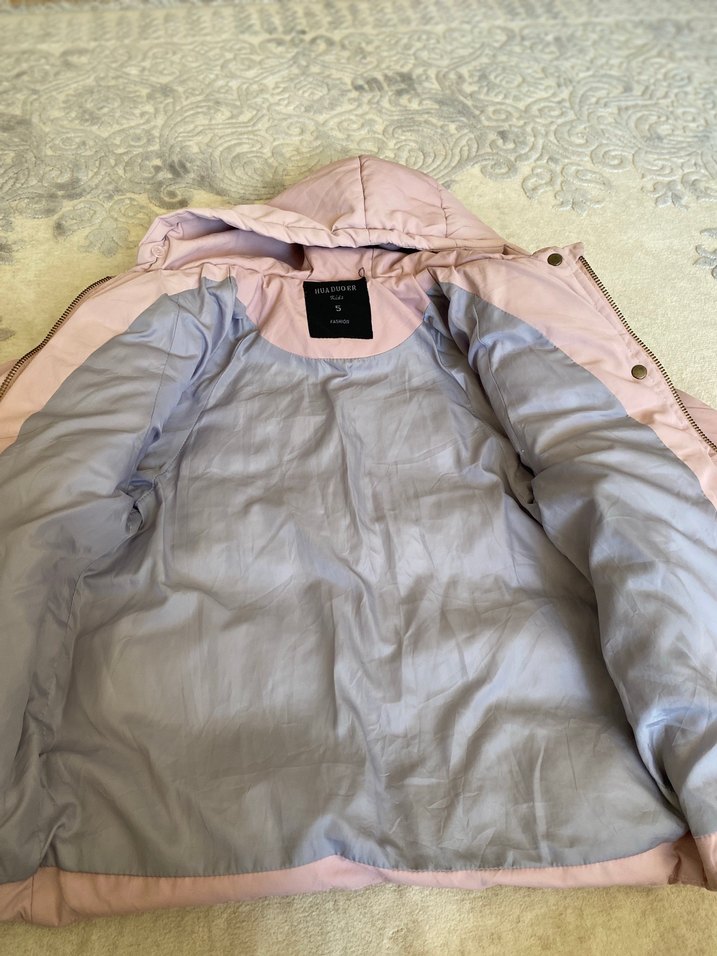 4/5 yaş Kapüşonlu Kız Çocuk Pembe Mont - Görsel 3