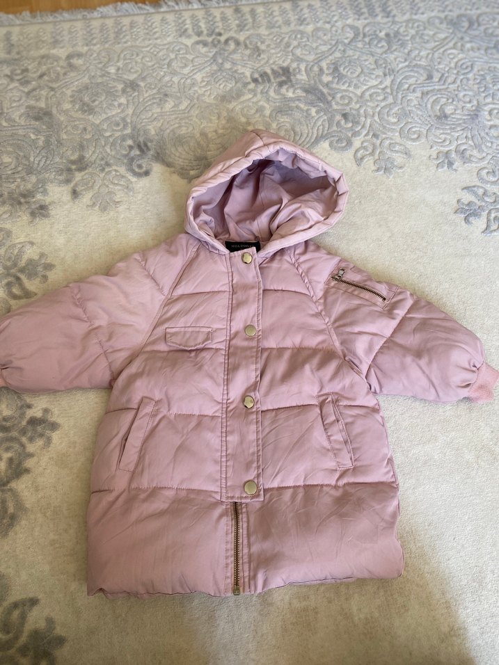 4/5 yaş Kapüşonlu Kız Çocuk Pembe Mont - Görsel 2