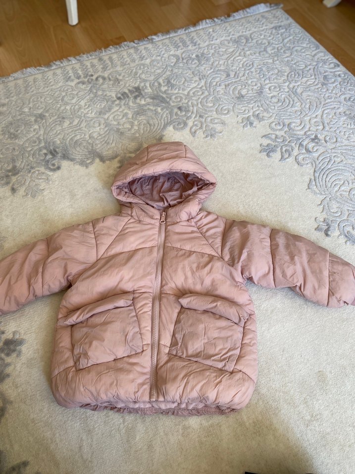 3/4 yaş Kız Çocuk Kapüşonlu Pembe Mont - Görsel 2