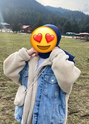 Kadın Mavi Peluş Detaylı Denim Ceket - Görsel 2