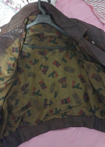 m Beden kahverengi Renk vintage hakiki deri bomber