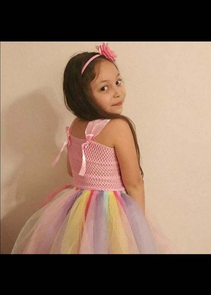 5-6 yaş Kız çocuk unicornlu  abiye kostüm elbise  - Görsel 2
