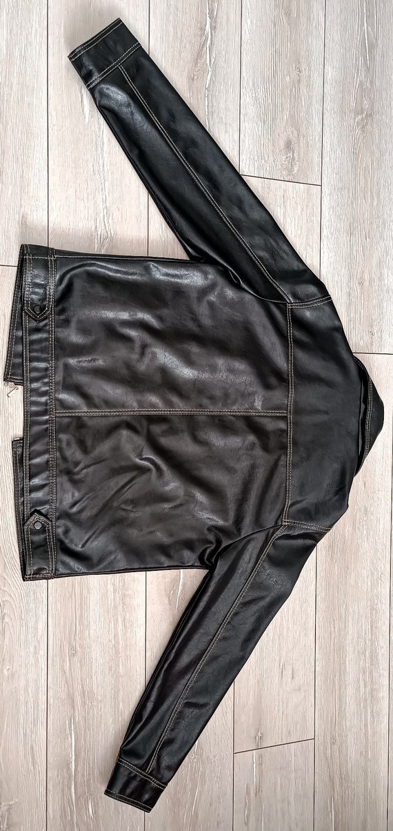 Vintage siyah deri ceket - Görsel 2