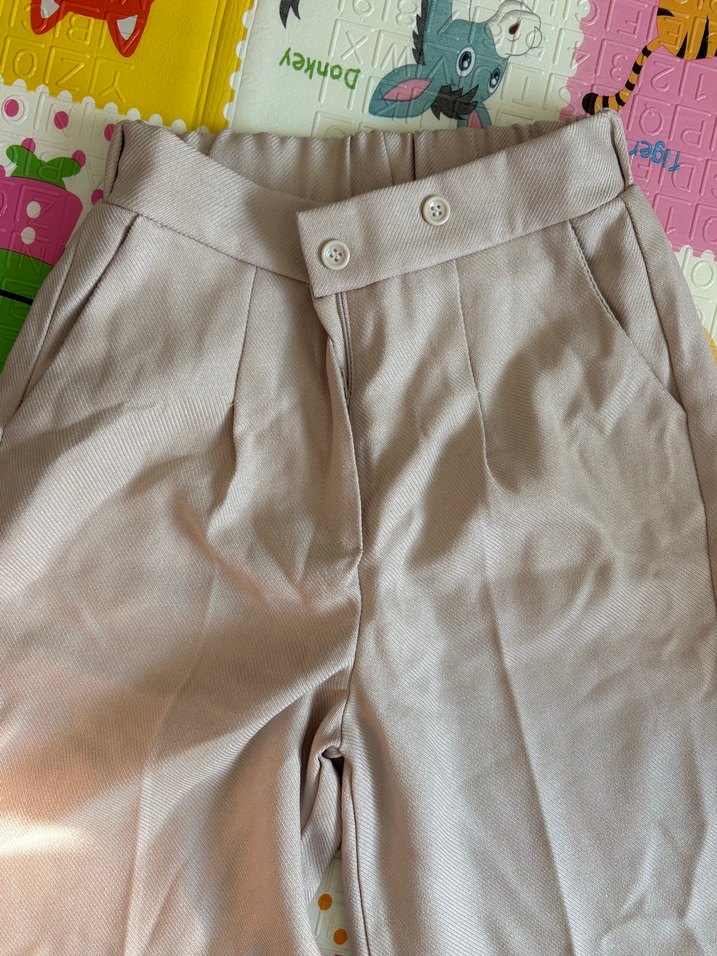 Krem rengı bol kesim pantalon - Görsel 5