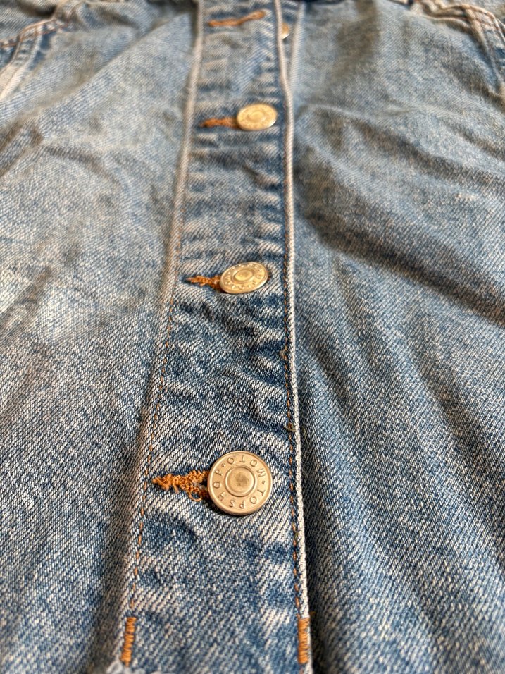 Düğmeli Mavi Denim Mini Etek - Görsel 3
