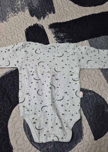 Diğer Uzun Kollu Gri Yıldız Desenli Bebek Body