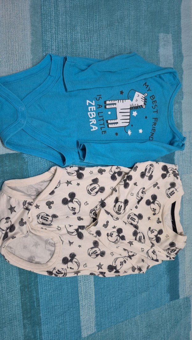 Mavi Baskılı Uzun Kollu Bebek Body - Görsel 2