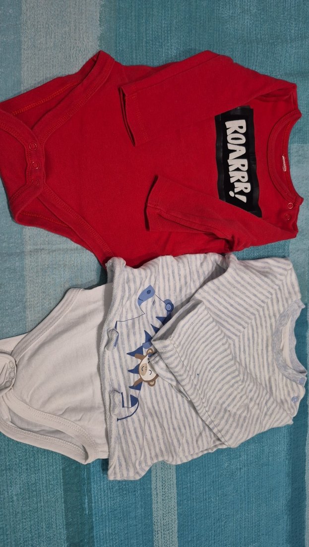 Kırmızı Uzun Kollu Erkek Bebek Body - Görsel 2