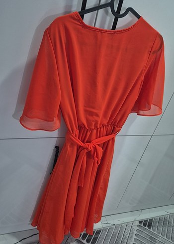 Uzun Kırmızı Kadın Elbise - Görsel 4