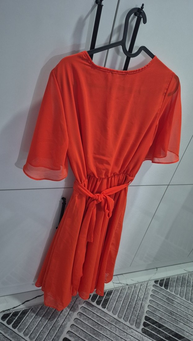 Uzun Kırmızı Kadın Elbise - Görsel 3