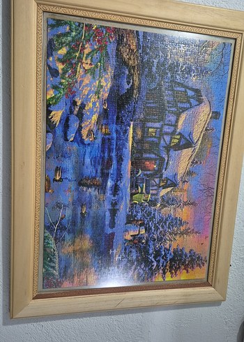 Çerçeveli Çok Renkli Karanlık Manzara Puzzle - Görsel 2