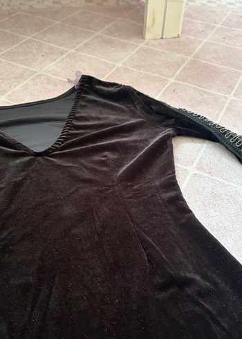 Uzun Kollu Siyah Gotik Midi Elbise - Görsel 2