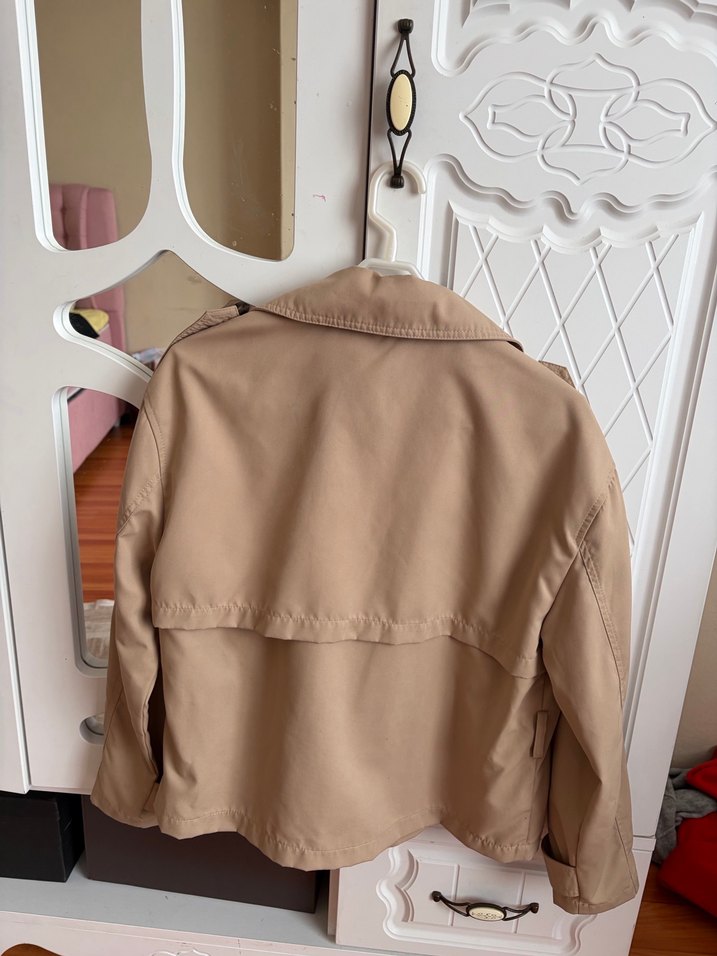 Bej Kadın Süet Trençkot - Görsel 3