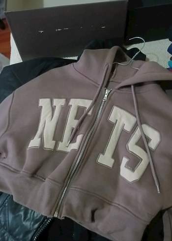 Kapüşonlu Fermuarlı Kahverengi Kadın Sweatshirt hırka - Görsel 2