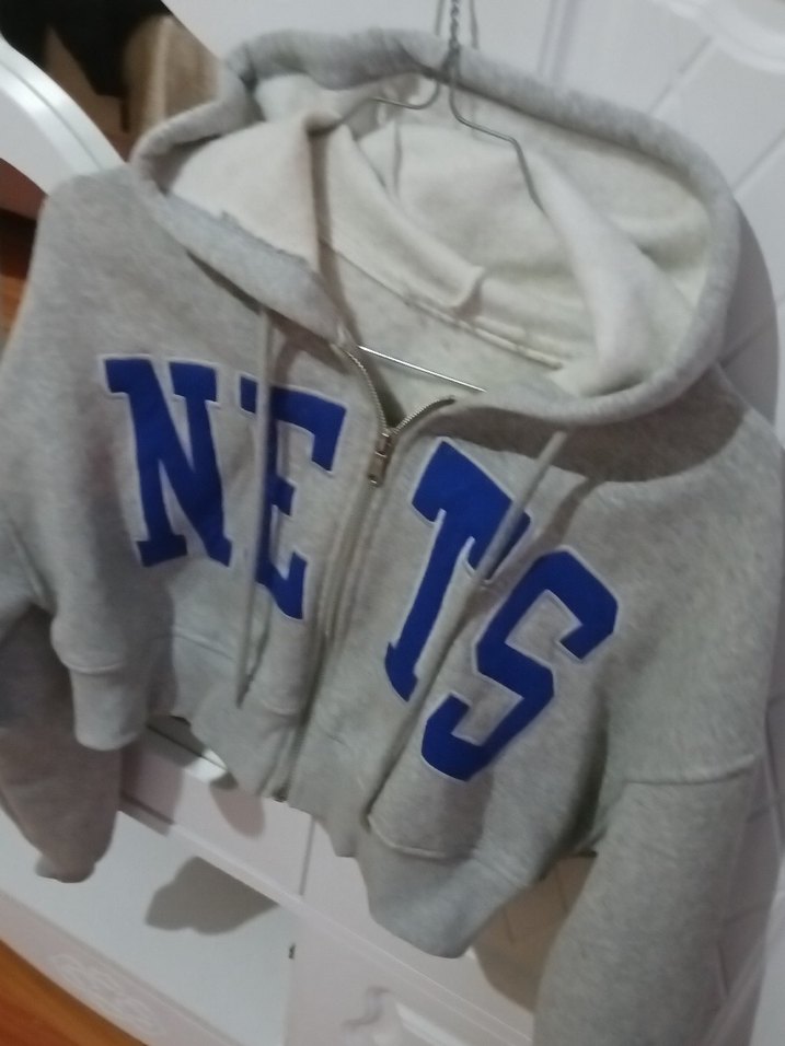 Gri Baskılı Kadın Sweatshirt Kapüşonlu - Görsel 2