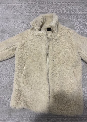 Gri Peluş Midi Kadın Kaban - Görsel 3